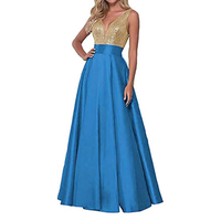 Funki Buys | Dresses | Women's Satin Sequin Evening Dress