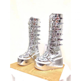 Funki Buys | Boots | Women's Silver Buckle Strap Platform Boots