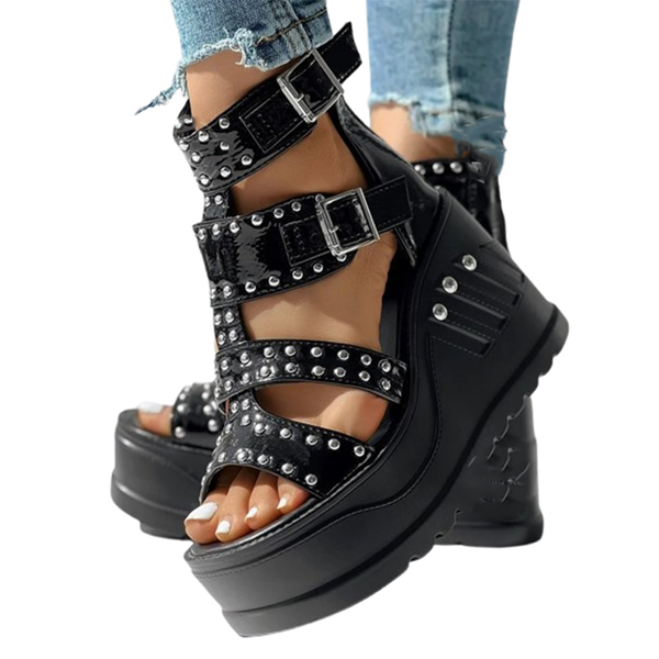 Funki Buys | Shoes | Women's Platform Stud Rivet Wedge Sandals
