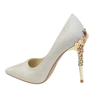 Funki Buys | Shoes | Women's Silk Stilettos | Metal Carved Heels