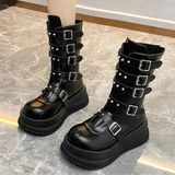 Funki Buys | Boots | Women's Gothic Punk Studded Biker Boots |