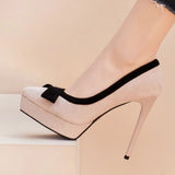 Funki Buys | Shoes | Women's Suede Bow Tie High Heel Stiletto