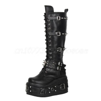 Funki Findz | Boots | Women's Gothic Buckle Rivet Wedge Boots