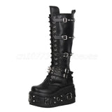 Funki Findz | Boots | Women's Gothic Buckle Rivet Wedge Boots