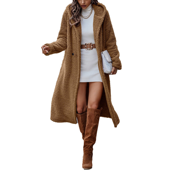 Funki Buys | Jackets | Women's Long Hooded Plush Jacket