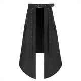 Black asymmetrical skirt with belt on a white background