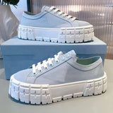 Funki Buys | Shoes | Women's Thick Heeled Canvas Sneakers