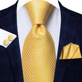 Funki Buys | Neckties | Men's Classic 3 Pcs Yellow Gold Tie Set
