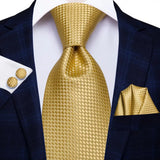 Funki Buys | Neckties | Men's Classic 3 Pcs Yellow Gold Tie Set