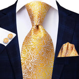 Funki Buys | Neckties | Men's Classic 3 Pcs Yellow Gold Tie Set