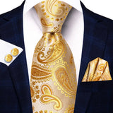 Funki Buys | Neckties | Men's Classic 3 Pcs Yellow Gold Tie Set