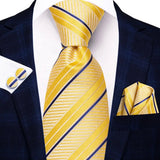 Funki Buys | Neckties | Men's Classic 3 Pcs Yellow Gold Tie Set