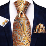 Funki Buys | Neckties | Men's Classic 3 Pcs Yellow Gold Tie Set