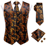 Funki Buys | Vests | Men's 4 Pcs Luxury Golden Silk Tie Vest Set