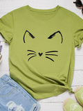 Funki Buys | Shirts | Women's Cute Cat Whiskers Printed T-Shirt
