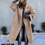 Funki Buys | Jackets | Women's Long Woolen Loose Overcoat