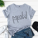 Funki Buys | Shirts | Women's Cute Meow Cat Printed T-Shirt