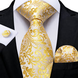 Funki Buys | Neckties | Men's Classic 3 Pcs Yellow Paisley Tie Set