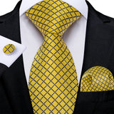 Funki Buys | Neckties | Men's Classic 3 Pcs Yellow Paisley Tie Set