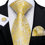 Funki Buys | Neckties | Men's Classic 3 Pcs Yellow Paisley Tie Set