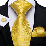 Funki Buys | Neckties | Men's Classic 3 Pcs Yellow Paisley Tie Set