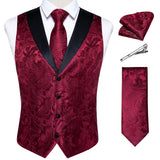 Funki Buys | Vests | Men's Formal Silk Slim Waistcoat 5 Pcs Sets
