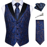Funki Buys | Vests | Men's Formal Silk Slim Waistcoat 5 Pcs Sets