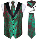 Funki Buys | Vests | Men's Formal Silk Slim Waistcoat 5 Pcs Sets