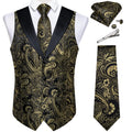 Funki Buys | Vests | Men's Formal Silk Slim Waistcoat 5 Pcs Sets