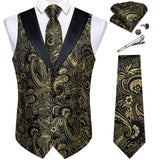 Funki Buys | Vests | Men's Formal Silk Slim Waistcoat 5 Pcs Sets