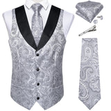 Funki Buys | Vests | Men's Formal Silk Slim Waistcoat 5 Pcs Sets