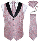 Funki Buys | Vests | Men's Formal Silk Slim Waistcoat 5 Pcs Sets