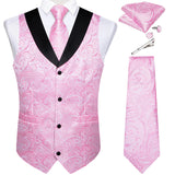 Funki Buys | Vests | Men's Formal Silk Slim Waistcoat 5 Pcs Sets