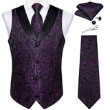 Funki Buys | Vests | Men's Formal Silk Slim Waistcoat 5 Pcs Sets