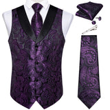 Funki Buys | Vests | Men's Formal Silk Slim Waistcoat 5 Pcs Sets