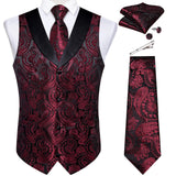 Funki Buys | Vests | Men's Formal Silk Slim Waistcoat 5 Pcs Sets