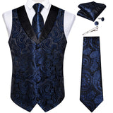 Funki Buys | Vests | Men's Formal Silk Slim Waistcoat 5 Pcs Sets