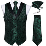 Funki Buys | Vests | Men's Formal Silk Slim Waistcoat 5 Pcs Sets
