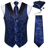 Funki Buys | Vests | Men's Formal Silk Slim Waistcoat 5 Pcs Sets