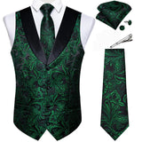 Funki Buys | Vests | Men's Formal Silk Slim Waistcoat 5 Pcs Sets