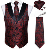 Funki Buys | Vests | Men's Formal Silk Slim Waistcoat 5 Pcs Sets