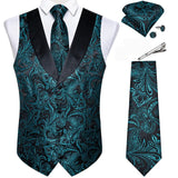 Funki Buys | Vests | Men's Formal Silk Slim Waistcoat 5 Pcs Sets
