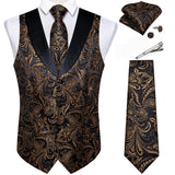 Funki Buys | Vests | Men's Formal Silk Slim Waistcoat 5 Pcs Sets