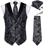 Funki Buys | Vests | Men's Formal Silk Slim Waistcoat 5 Pcs Sets