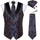 Funki Buys | Vests | Men's Formal Silk Slim Waistcoat 5 Pcs Sets