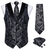 Funki Buys | Vests | Men's Formal Silk Slim Waistcoat 4 Pcs Sets