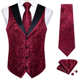 Funki Buys | Vests | Men's Formal Silk Slim Waistcoat 4 Pcs Sets