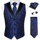 Funki Buys | Vests | Men's Formal Silk Slim Waistcoat 4 Pcs Sets