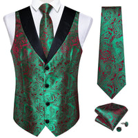 Funki Buys | Vests | Men's Formal Silk Slim Waistcoat 4 Pcs Sets