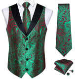 Funki Buys | Vests | Men's Formal Silk Slim Waistcoat 4 Pcs Sets
